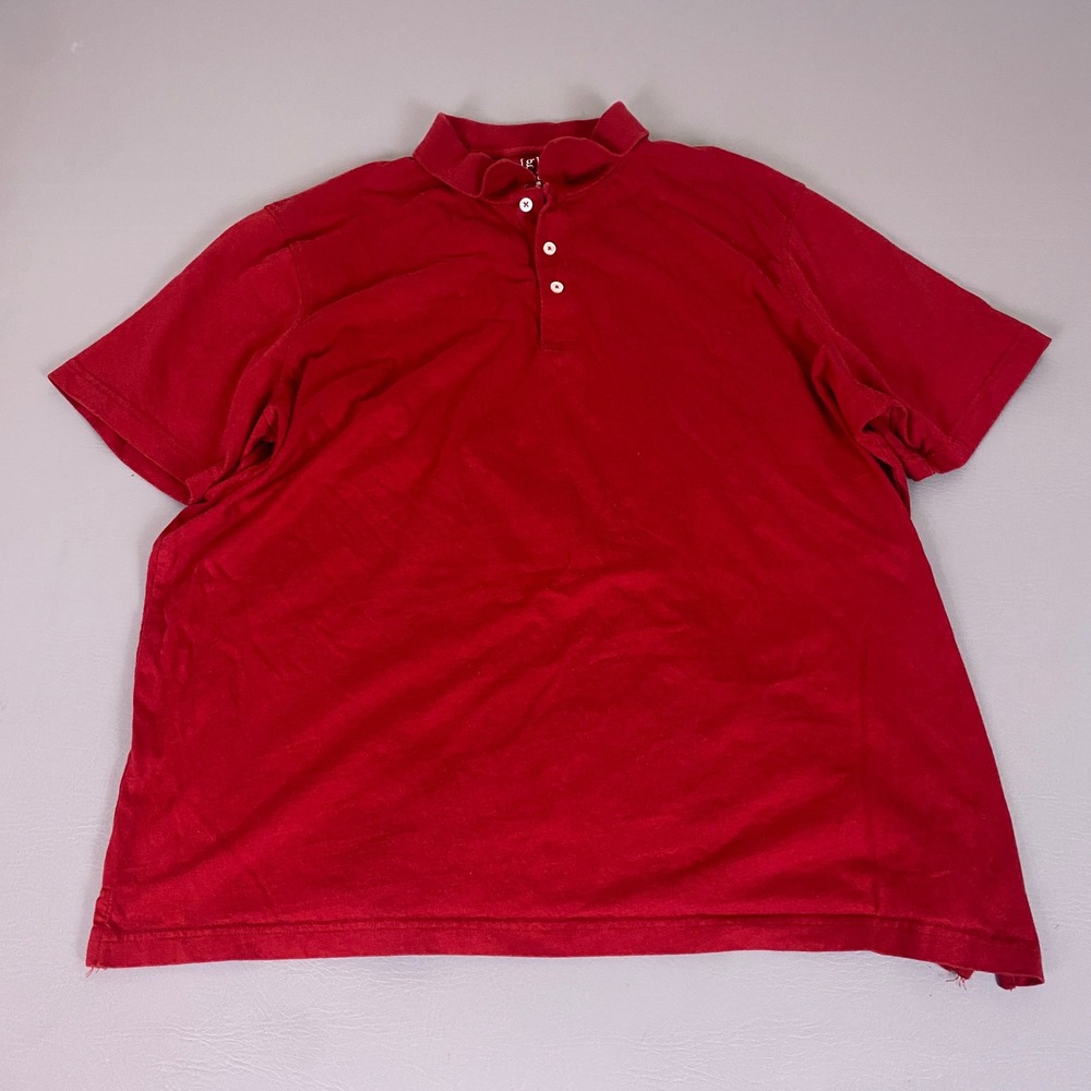 George‎ Polo Shirt Men's Size 2XL Solid Red Short Sleeve 100% Cotton EUC